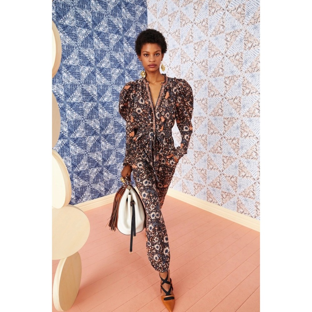 Ulla Johnson Meadow Jumpsuit in Obsidian Batik Floral Size 10